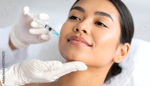Young Asian Woman Receiving Cosmetic Injection for Facial Rejuvenation in a Modern Clinic Setting