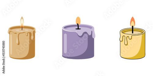 Set candle silhouettes for religion commemorative and party, Candles icon set, Sketch of Candles. Hand drawn vector illustration with candlelight in doodle style for Christmas or birthday design.