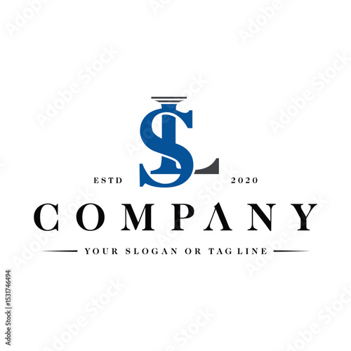 letter LS law concept logo design vector template