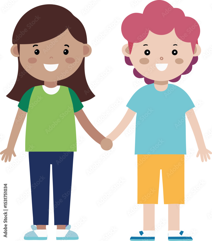 best friends holding hands vector best friends holding hands vector