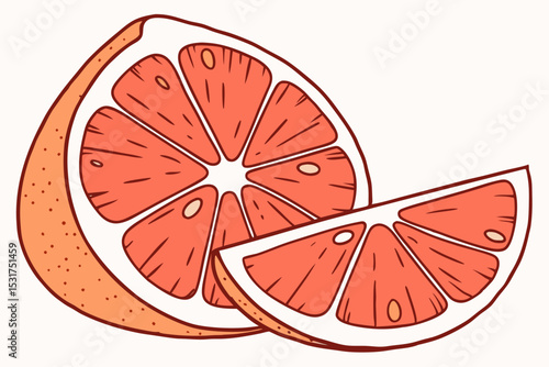 Juicy grapefruit slices illustration