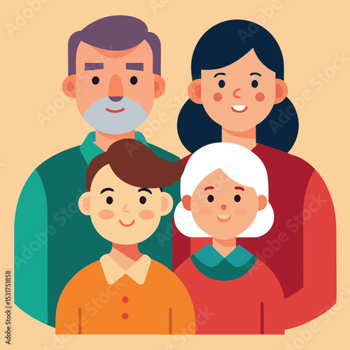 elderly couple young family generational unity vector