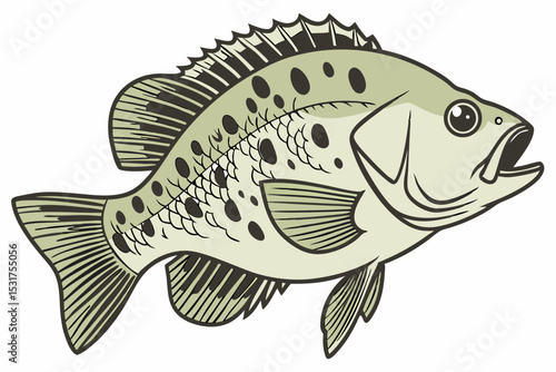 Detailed illustration of a speckled crappie fish