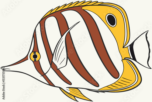 Illustration of a masked butterflyfish