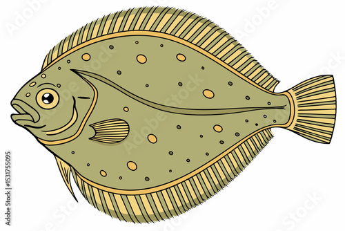 Illustration of a flatfish detailed drawing