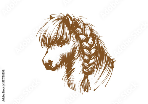 Shetland pony hand drawn sketch vector illustration