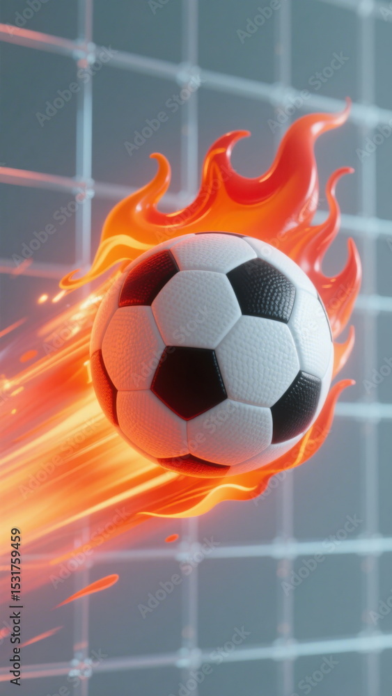 Fototapeta premium soccer ball with fire