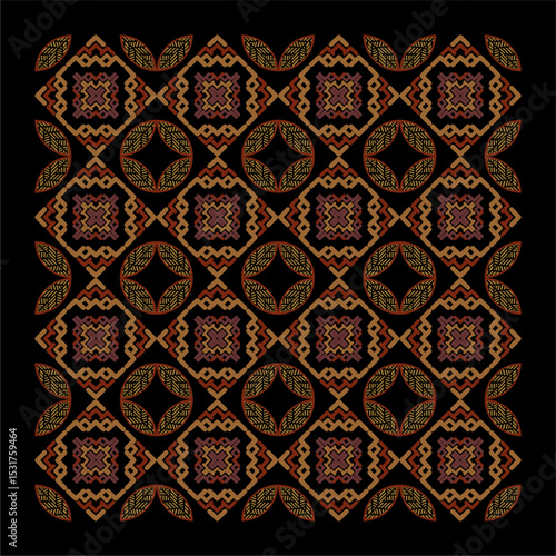 Traditional Javanese ethnic batik patterns combine beautiful and elegant colors