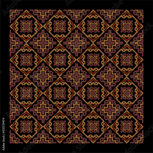 Traditional Javanese ethnic batik patterns combine beautiful and elegant colors