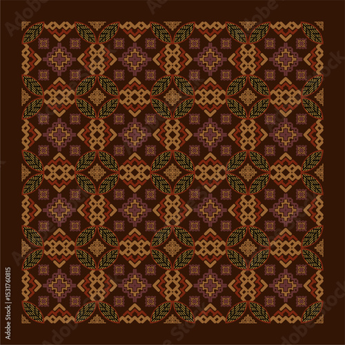 Traditional Javanese ethnic batik patterns combine beautiful and elegant colors