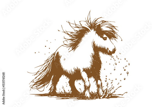 Shetland pony hand drawn sketch vector illustration