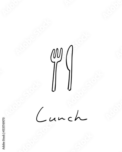 ランチ_手書きイラスト_線画｜Lunch_Hand-drawn Illustration_Line Art