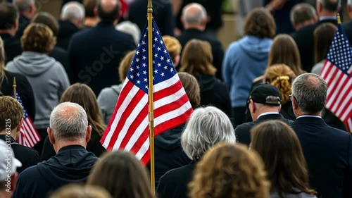 A solemn gathering honoring national pride and unity.