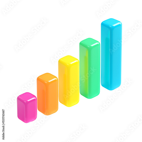 Free Download Softly Glowing 3D Bars in Vibrant Plastic Colors Showing Upward Growth - GFXLoad