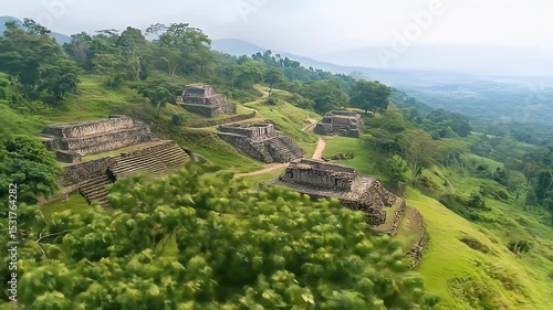 Wallpaper Mural Aerial View of Ancient Stone Ruins on Lush Hillside Torontodigital.ca
