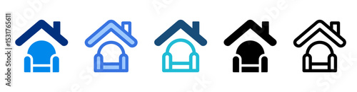 Home interior icon set various style icons.