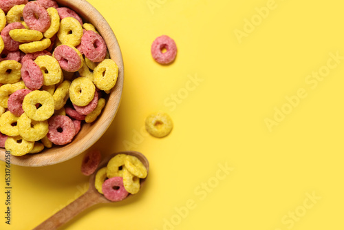 Wooden bowl and spoon with ...