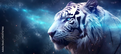 Wallpaper Mural Galaxy Version of white tiger world, ai generative Torontodigital.ca