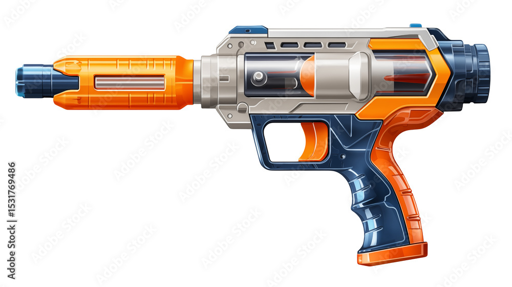 Futuristic Toy Gun Design Orange Blue Grey Weapon Futuristic Toy Gun Design Orange Blue Grey Weapon