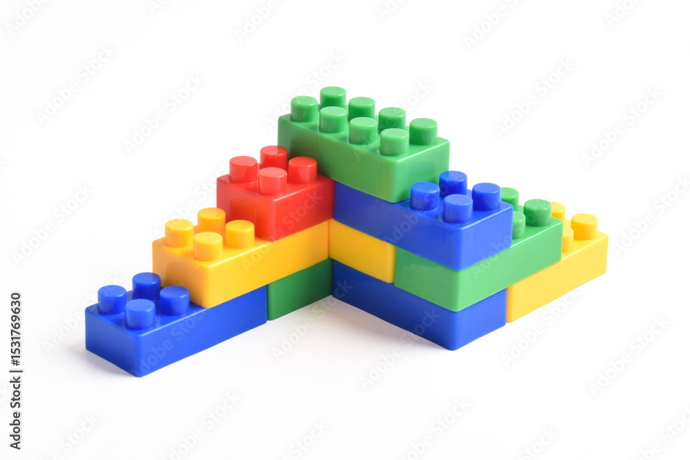 Obraz premium Plastic building blocks isolated on white background
