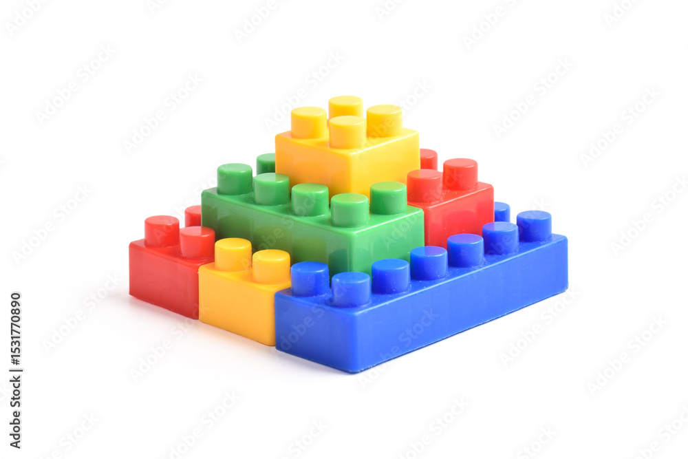 Obraz premium Plastic building blocks isolated on white background
