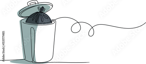 Continuous one line drawing of dust bin