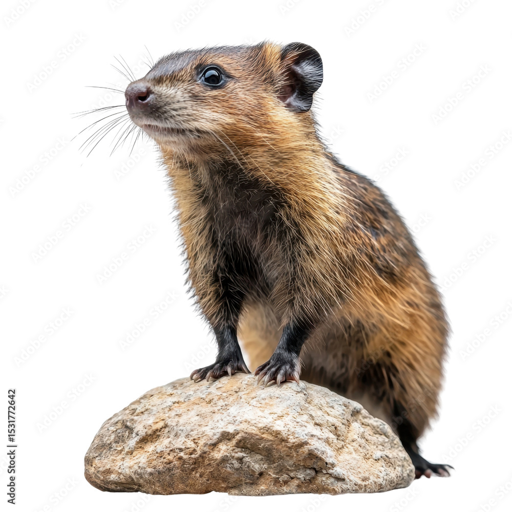 Fototapeta premium Curious Mammal Standing on a Rock in Natural Outdoor Setting