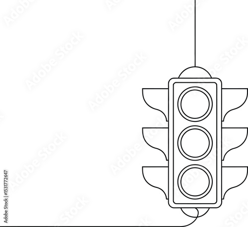 Hand drawn vector art, Continuous one line drawing of traffic lights 