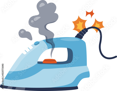 Overheated Broken Iron with Wire Sparks