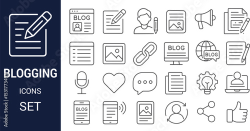 Blogging Icons Set 30+ Line Icons for Bloggers and Websites