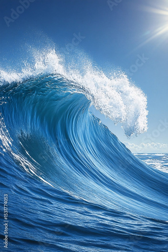This photo captures the raw power and majestic beauty of a huge ocean wave.