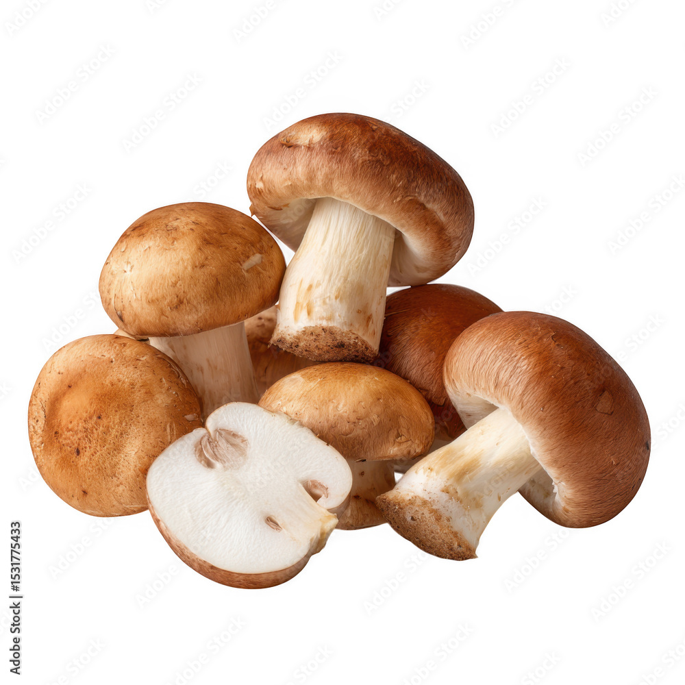 Brown mushrooms group isolated on transparent background Brown mushrooms group isolated on transparent background