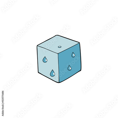 ice cube with water drops on white background vector illustration