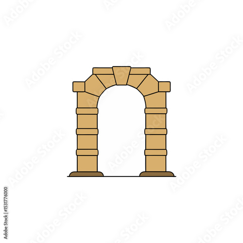 realistic ancient stone archway on vector illustration