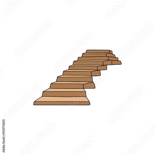 realistic ancient stone steps leading uphill on vector illustration