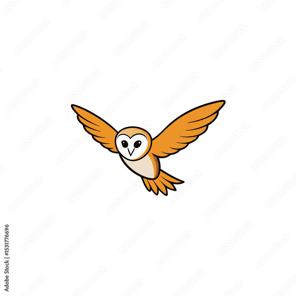 Fototapeta premium realistic barn owl swooping down on vector illustration