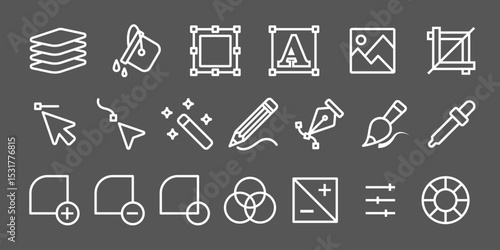 Graphic design editing illustration software application icon set collection tools interface elements