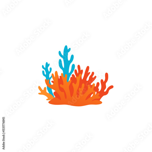 realistic bright coral reef ecosystem on vector illustration