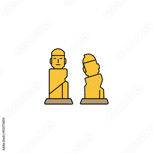 realistic broken ancient statues on white vector illustration