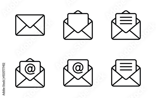 envelope icon set, mail symbol vector