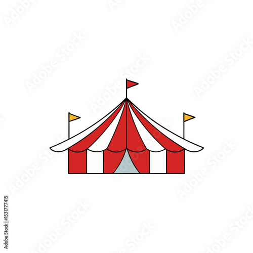 realistic circus tent with flags on vector illustration