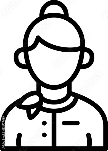 Black air hostess icon - outline
