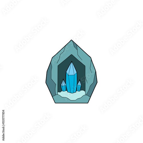 realistic crystal cavern interior on white 