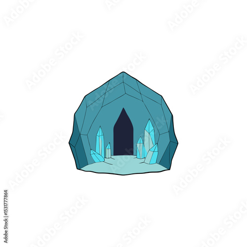 realistic crystal cavern interior on white 