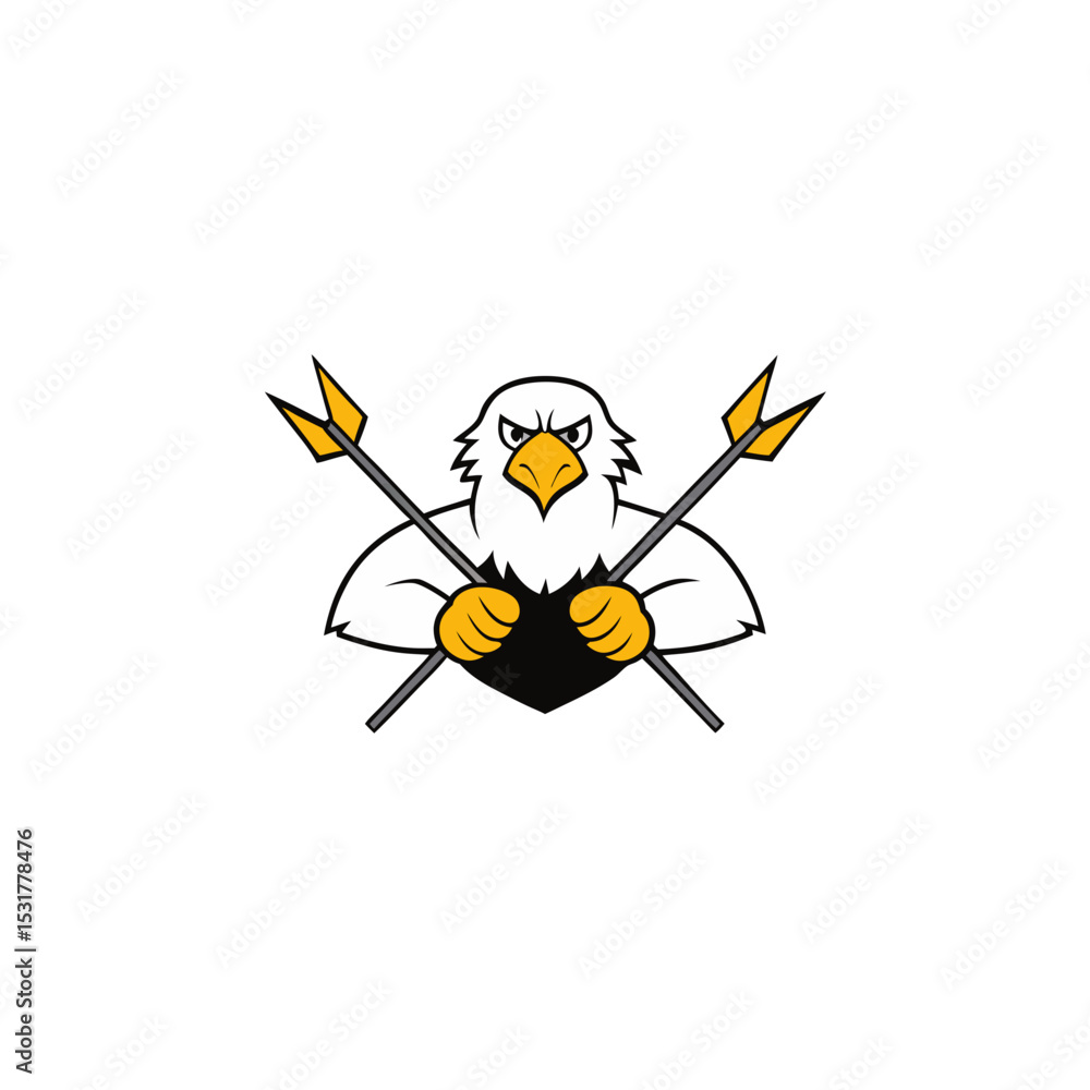 Fototapeta premium realistic eagle clutching arrows on white 