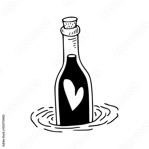 love message bottle floating