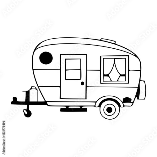 retro travel trailer outline drawing