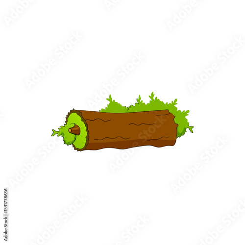 realistic fallen tree trunk with moss on white 