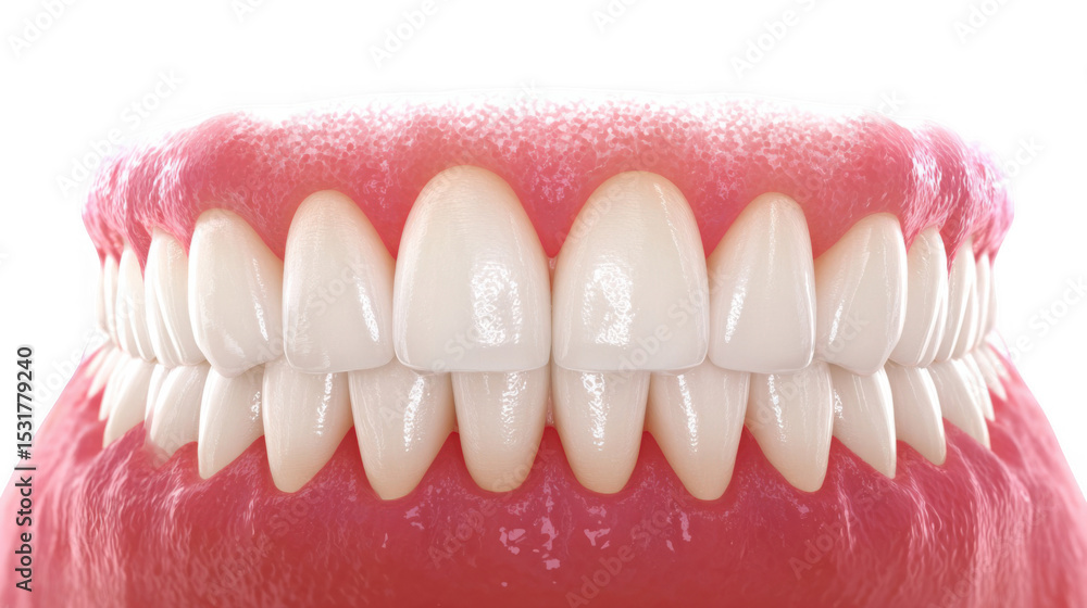 Obraz premium Displaying perfect white teeth alongside swollen gums highlighting gingivitis, emphasizing the importance of dental hygiene and the impact of oral health issues on well being