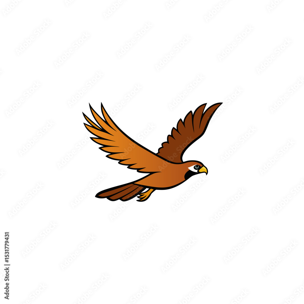 Obraz premium realistic hawk gliding through sky on white 